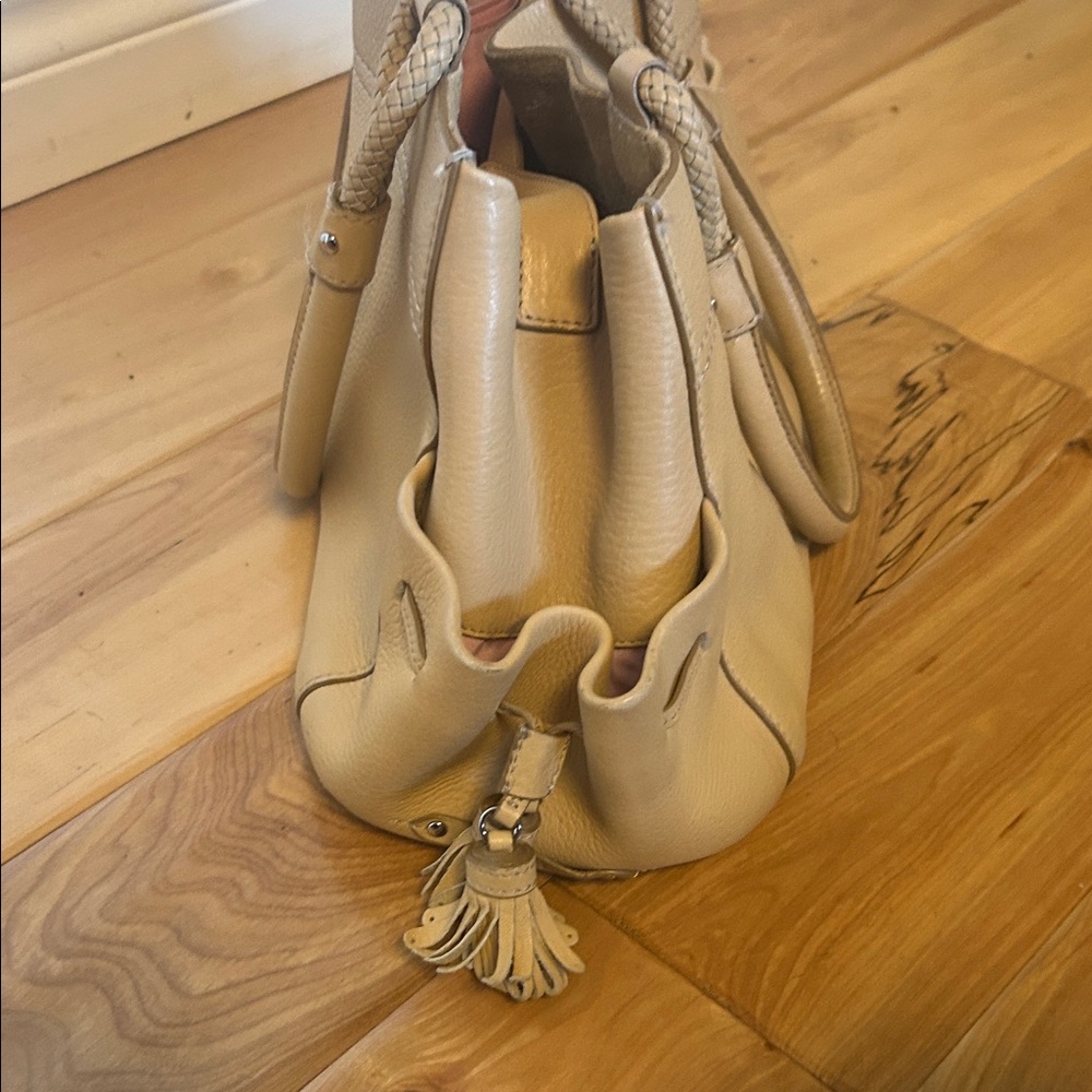 Cole Haan Chic Cream  Taupe Leather Tote Bag - Picture 7 of 8